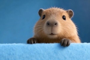 卡皮巴拉蓝色背景4K高清动物壁纸3840x2160免费下载