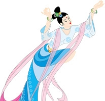 中秋节蓝衣跳舞美女