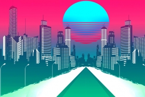 3840x2160 城市 艺术 复古波 合成波 复古壁纸 背景
