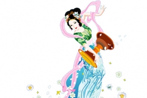 彩绘人物造型嫦娥奔月元素