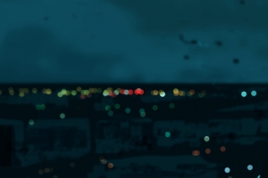 动漫女孩背影眺望远方 夜晚城市灯光5120x1440带鱼屏高清双屏壁纸免费下载