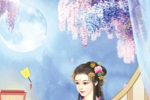 古风优雅美女手绘高清PNG透明背景梦幻抽象设计素材免费下载