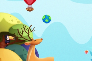 动物世界卡通户外蓝色banner