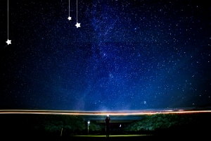 唯美深夜星空儿童读物童话海报背景psd