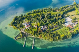 海岛 湖上的花之乐园4k风景壁纸