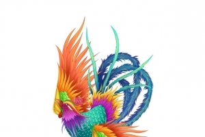 七彩凤凰刺绣