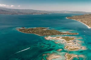 岛屿 大海 鸟瞰图 agios konstantinos 希腊 4k壁纸 3840x2160