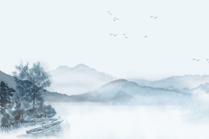 禅意水墨山水画江南背景