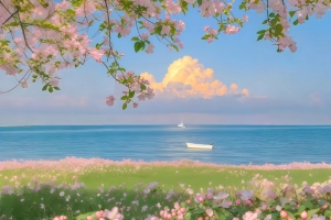 海边鲜花唯美风景车机4K高清壁纸3840x2400免费下载