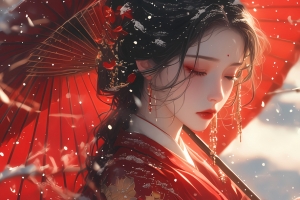 新娘雪中女孩古风4K全面屏高清车机横屏壁纸3840x2160免费下载