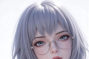 银发短发少女白月魁眼镜4K手机高清壁纸2161x3840免费下载