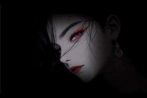 红蓝眼睛暗美女动漫车机壁纸 4K超清3840x2400免费下载