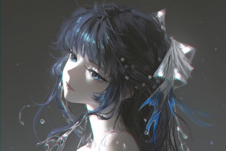 厚涂风 动漫女孩长发 蓝眼睛 头饰 唯美 4K电脑壁纸3840x2560