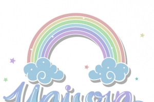 手绘梦幻独角兽彩虹元素
