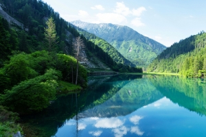 绿水青山风景山水倒影3440x1440带鱼屏壁纸