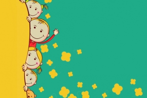 清新可爱暖色调卡通人像banner背景