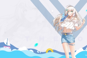 华硕天选壁纸4k高清原图 海边动漫美腿美女