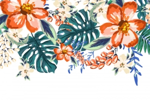 清新典雅手绘花海花边设计