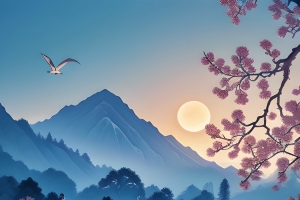 中国风 风景 建筑 树木 太阳 黄昏 手机高清壁纸