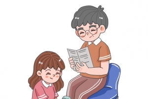 手绘动漫父女卡通女儿给父亲洗脚