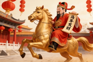 2026马年发财 黄金马 财神 新年4k壁纸