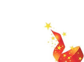 手绘红色丝带星星