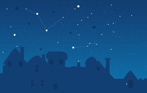 卡通夜空星空城市
