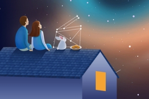 手绘卡通星空晚安banner海报背景