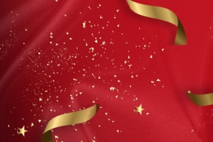 红色亮片丝绸折扣banner