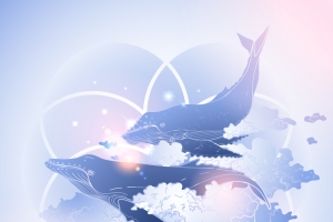 蓝色梦幻鲸鱼背景素材