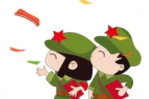 卡通军装人物插画图