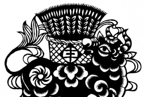 丰收牛年 剪纸画  稻谷