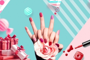美甲蓝色扁平banner