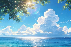 治愈大海蓝天白云船 4K高清壁纸3840x2160免费下载