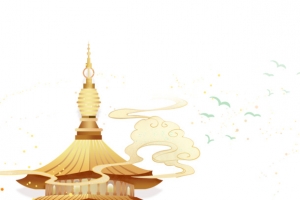 手绘国潮塔元素图