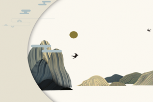 中式 鎏金 山水 背景
