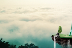 安全中国风文艺绿色海报背景