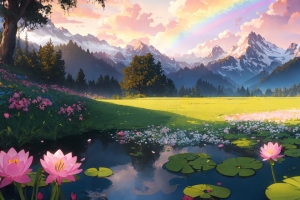 美丽风景 小女孩 户外 荷塘 绿草地3440x1440带鱼屏壁纸