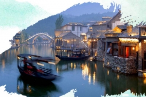 环游世界古镇旅游背景