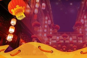 中国风古楼灯笼
