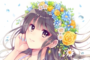 花与少女手机壁纸