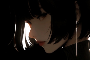 动漫美女侧脸暗黑风格 4K高清电脑壁纸3840x2160免费下载