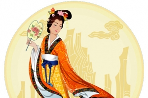 中秋古典摇扇美女月亮图