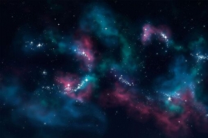 红色蓝色渐变星空星云高清摄影合成