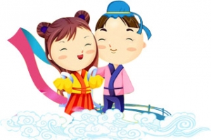 卡通祥云牛郎织女图