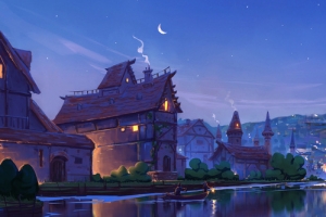 卡通夜色动画背景场景