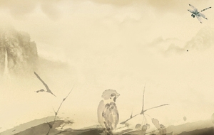 手绘水墨画李白背景banner