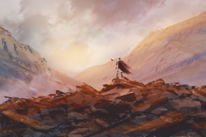 漫游者 剪影 石头 岩石 画布 艺术 4k壁纸 3840x2160