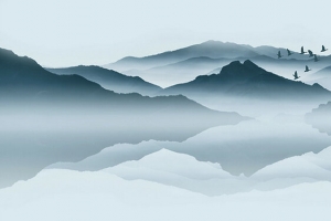 抽象水墨山水家居背景墙卧室装饰壁画