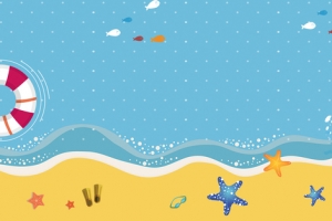 少儿游泳卡通拼接海星蓝色背景